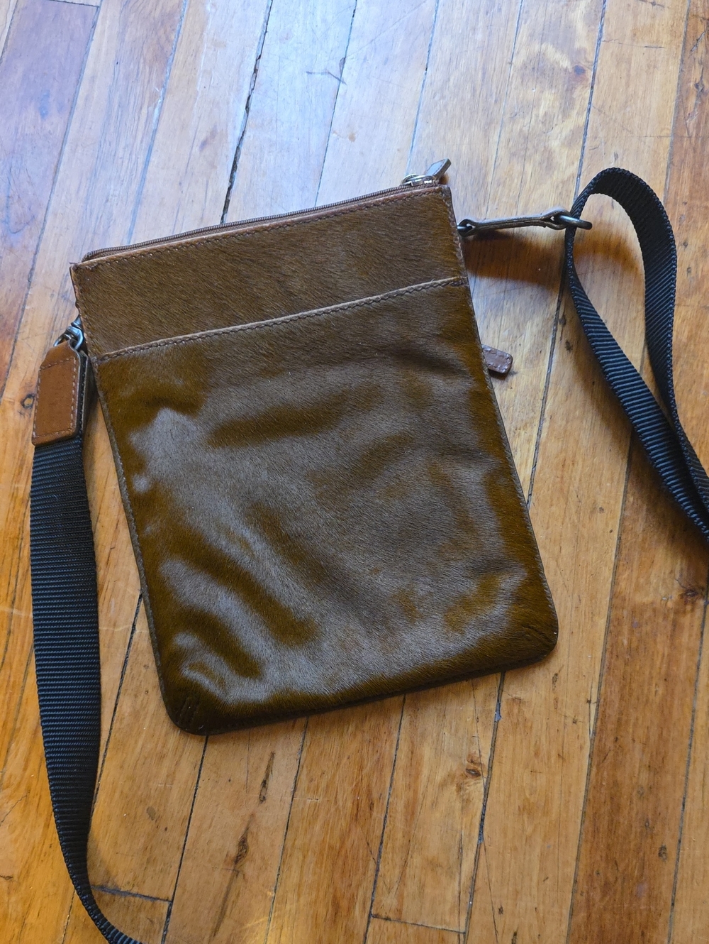 Men's Messenger Crossbody Bag in Brown with Black Strap